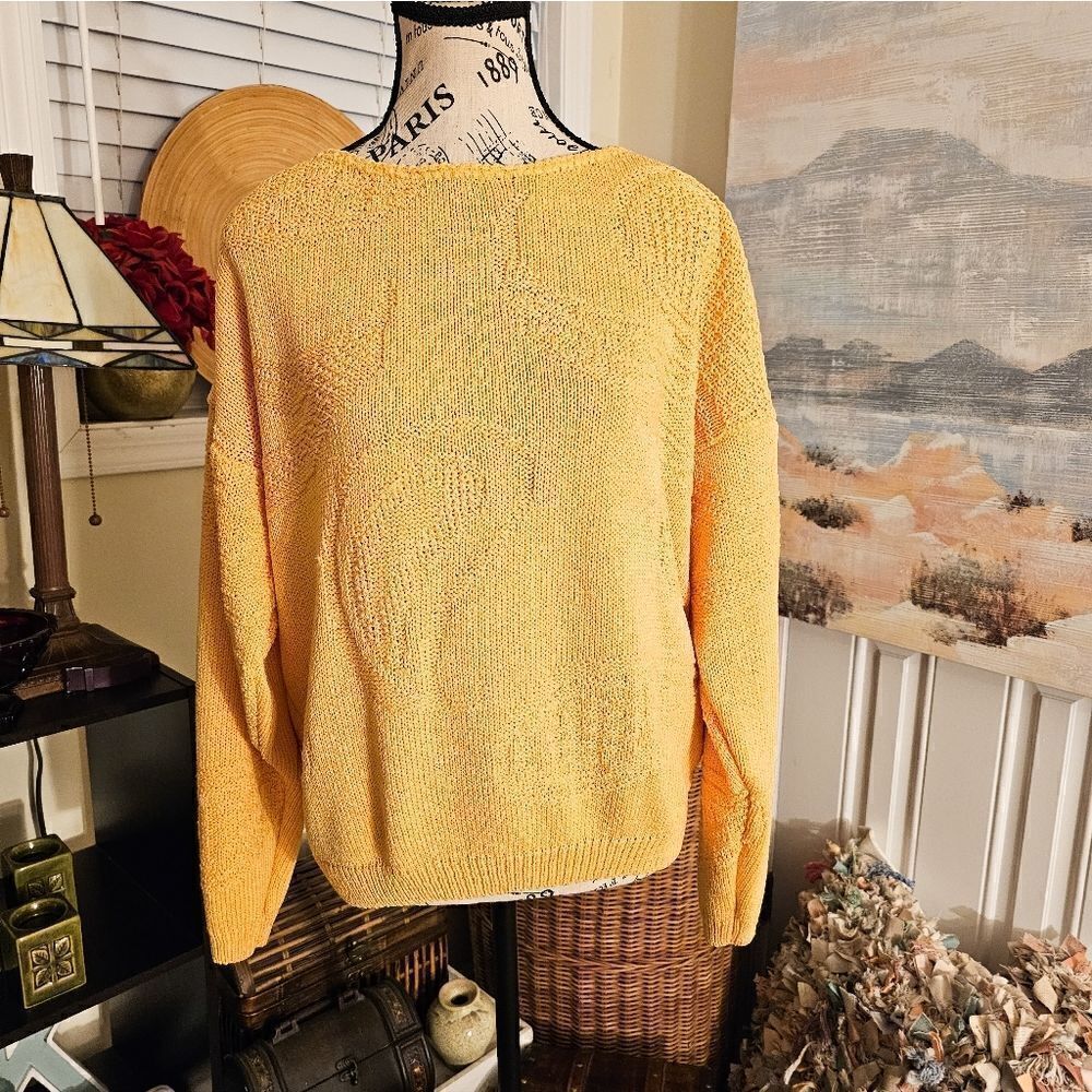 Vintage Ann WI Yellow Rayon Blend Casual Knitted Sweater.